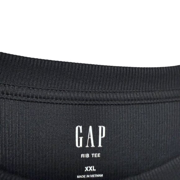 GAP Ruffle Tee Size XXL Black Ribbed Knit Modal Blend Womens Top Long Sleeve NWT - Picture 6 of 10